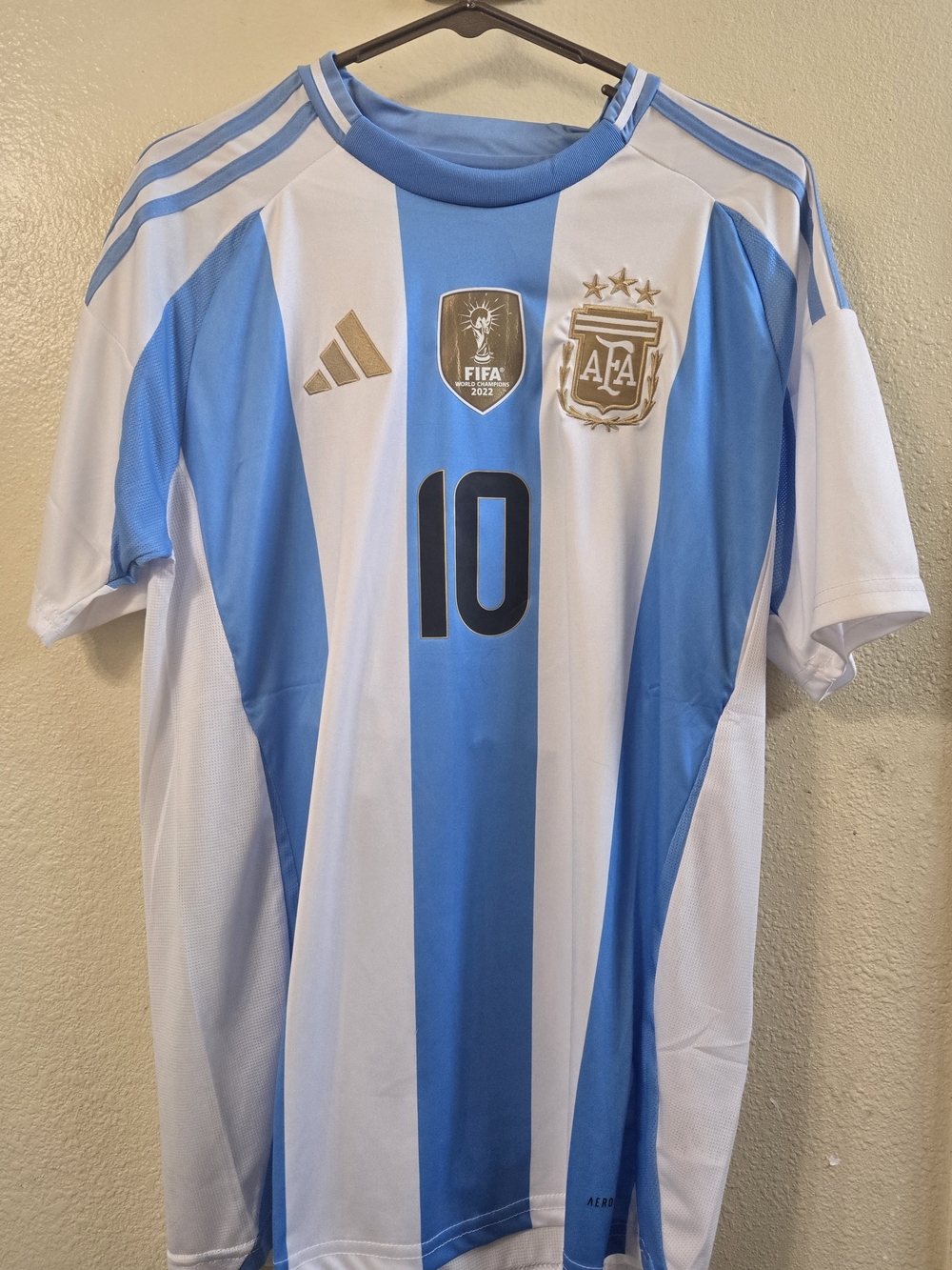 Argentina #10 Soccer Jersey - Light Blue & White MENS SMALL